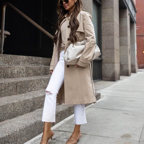 pleated back trench coat